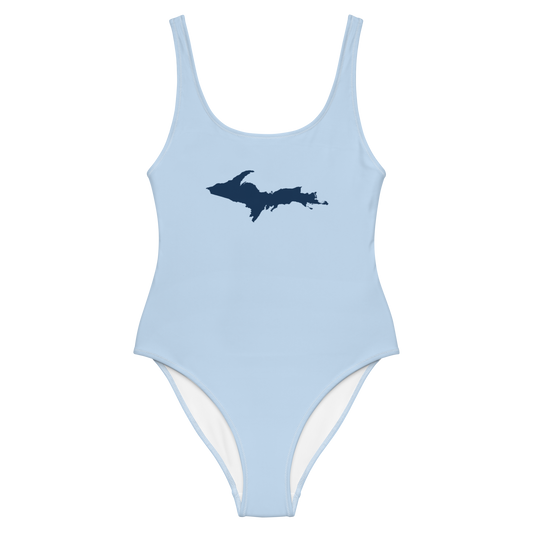 Michigan Upper Peninsula One-Piece Swimsuit (w/ UP Outline) | Light Blue