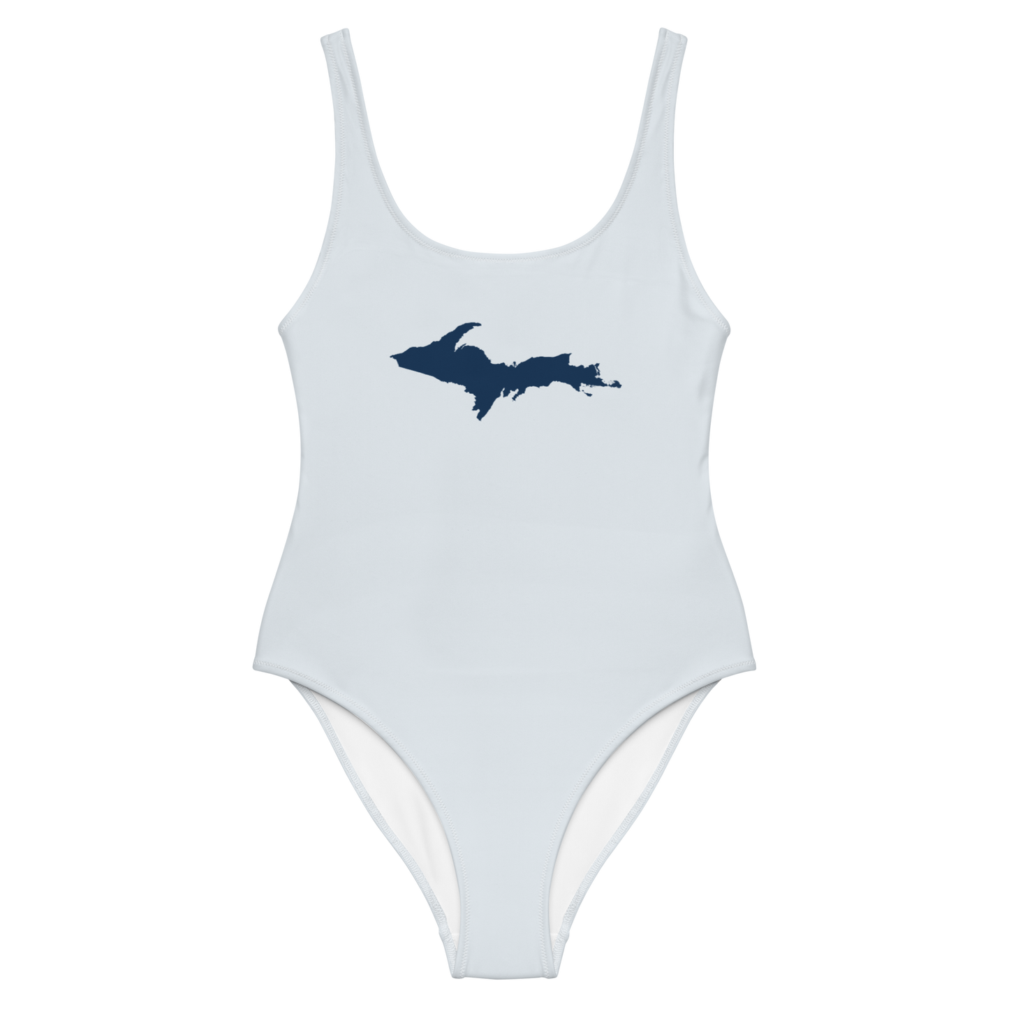 Michigan Upper Peninsula One-Piece Swimsuit (w/ UP Outline) | Gossy White