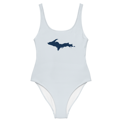 Michigan Upper Peninsula One-Piece Swimsuit (w/ UP Outline) | Gossy White