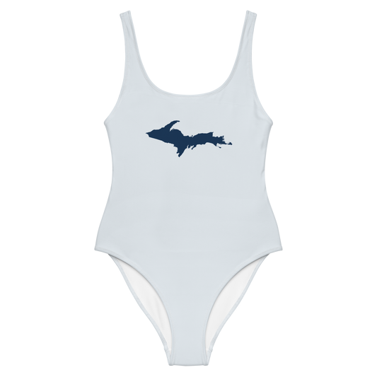 Michigan Upper Peninsula One-Piece Swimsuit (w/ UP Outline) | Gossy White