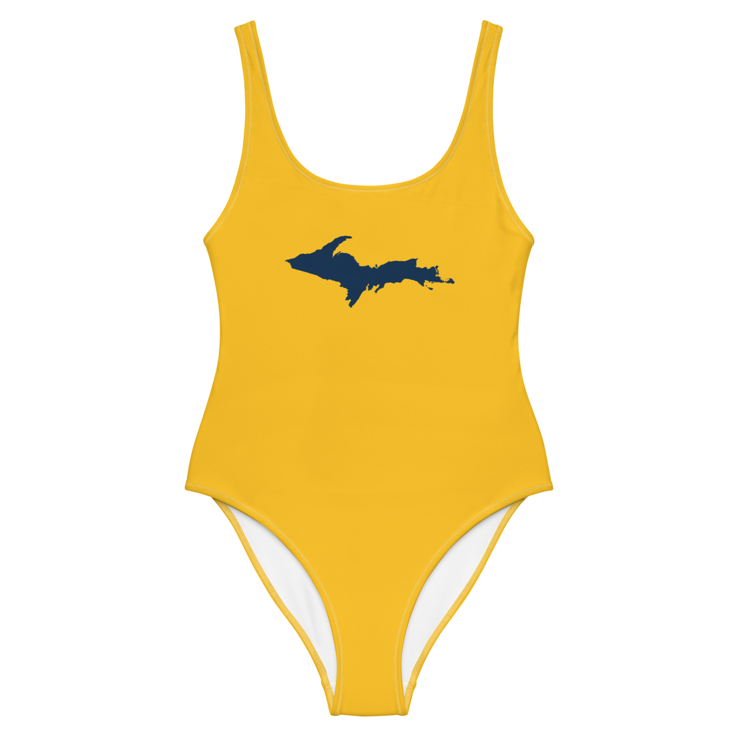 Michigan Upper Peninsula One-Piece Swimsuit (w/ UP Outline) | Maize