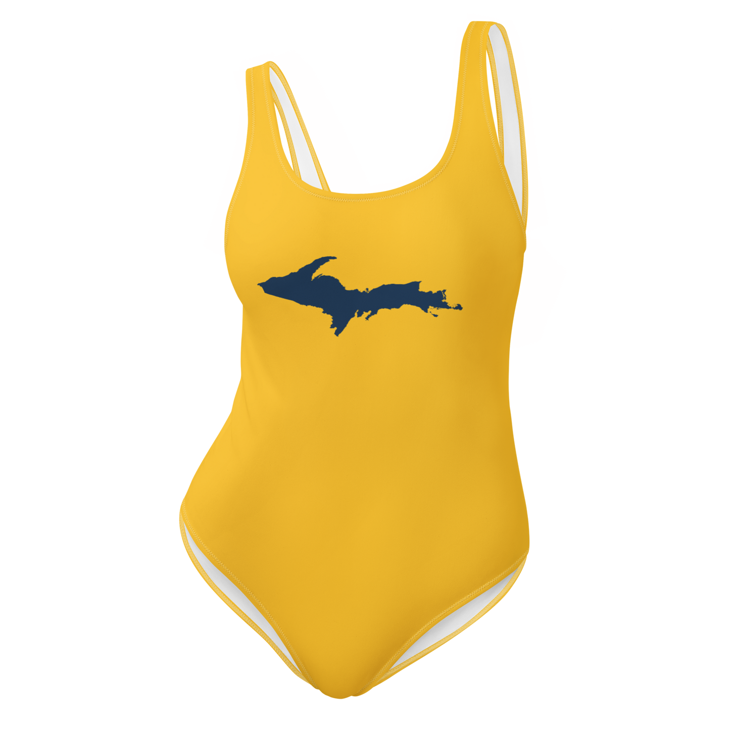 Michigan Upper Peninsula One-Piece Swimsuit (w/ UP Outline) | Maize