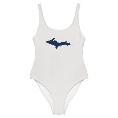 Michigan Upper Peninsula One-Piece Swimsuit (w/ UP Outline) | Birch Bark White