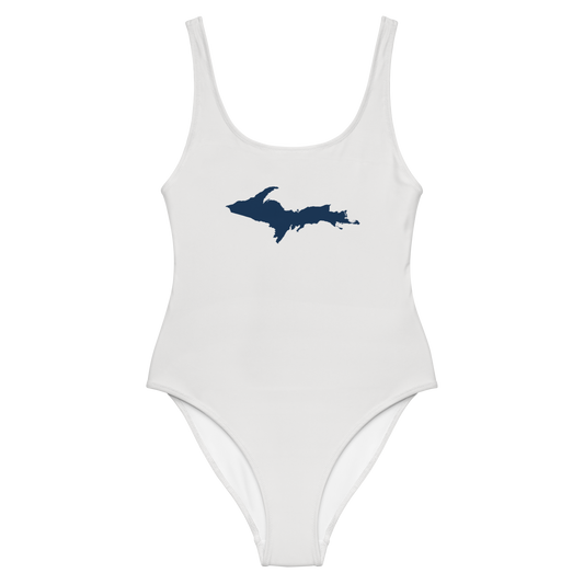 Michigan Upper Peninsula One-Piece Swimsuit (w/ UP Outline) | Birch Bark White