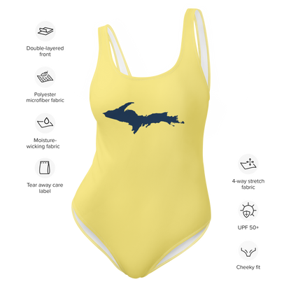 Michigan Upper Peninsula One-Piece Swimsuit (w/ UP Outline) | Cherry Yellow