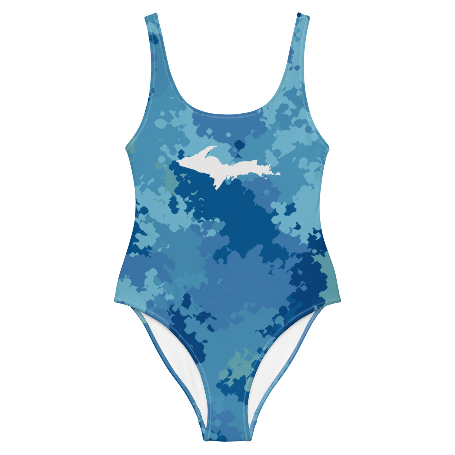 Michigan Upper Peninsula One-Piece Swimsuit (w/ UP Outline) | Great Lakes Camo