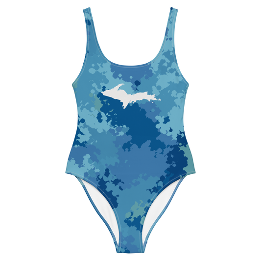 Michigan Upper Peninsula One-Piece Swimsuit (w/ UP Outline) | Great Lakes Camo