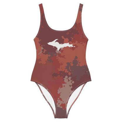 Michigan Upper Peninsula One-Piece Swimsuit (w/ UP Outline) | Ore Dock Camo