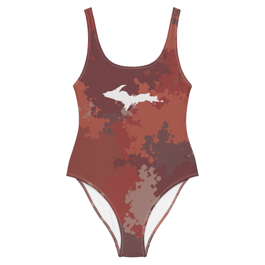 Michigan Upper Peninsula One-Piece Swimsuit (w/ UP Outline) | Ore Dock Camo