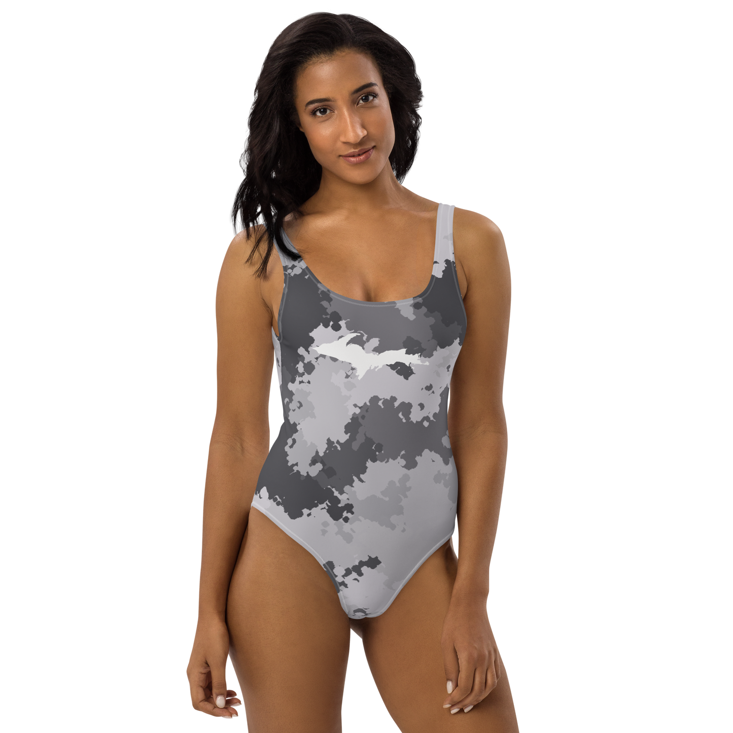 Michigan Upper Peninsula One-Piece Swimsuit (w/ UP Outline) | Iron Ore Camo