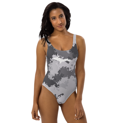 Michigan Upper Peninsula One-Piece Swimsuit (w/ UP Outline) | Iron Ore Camo