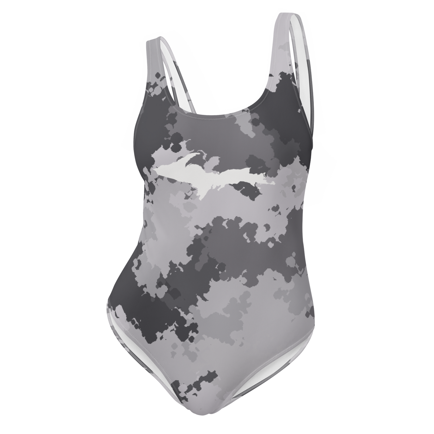 Michigan Upper Peninsula One-Piece Swimsuit (w/ UP Outline) | Iron Ore Camo