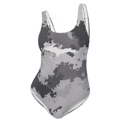 Michigan Upper Peninsula One-Piece Swimsuit (w/ UP Outline) | Iron Ore Camo