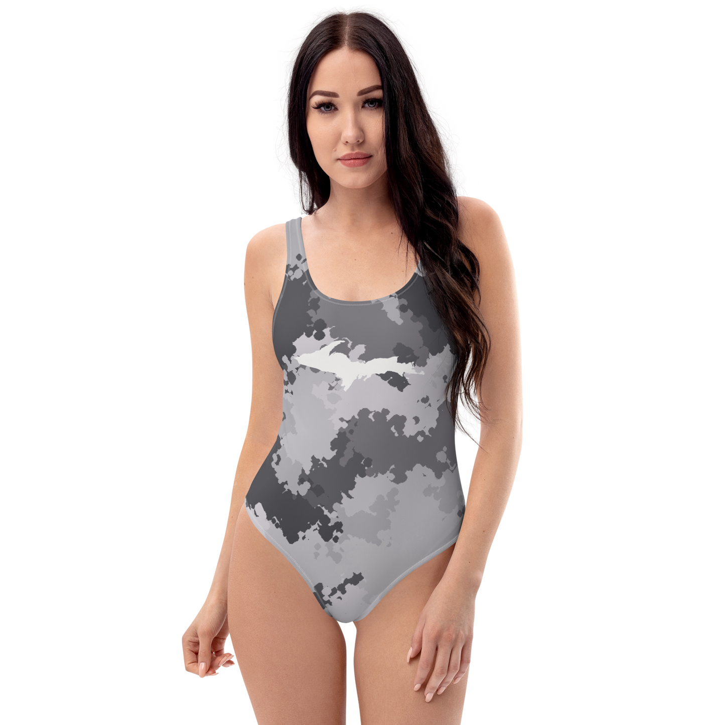 Michigan Upper Peninsula One-Piece Swimsuit (w/ UP Outline) | Iron Ore Camo