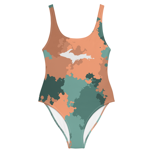 Michigan Upper Peninsula One-Piece Swimsuit (w/ UP Outline) | Copper Country Camo