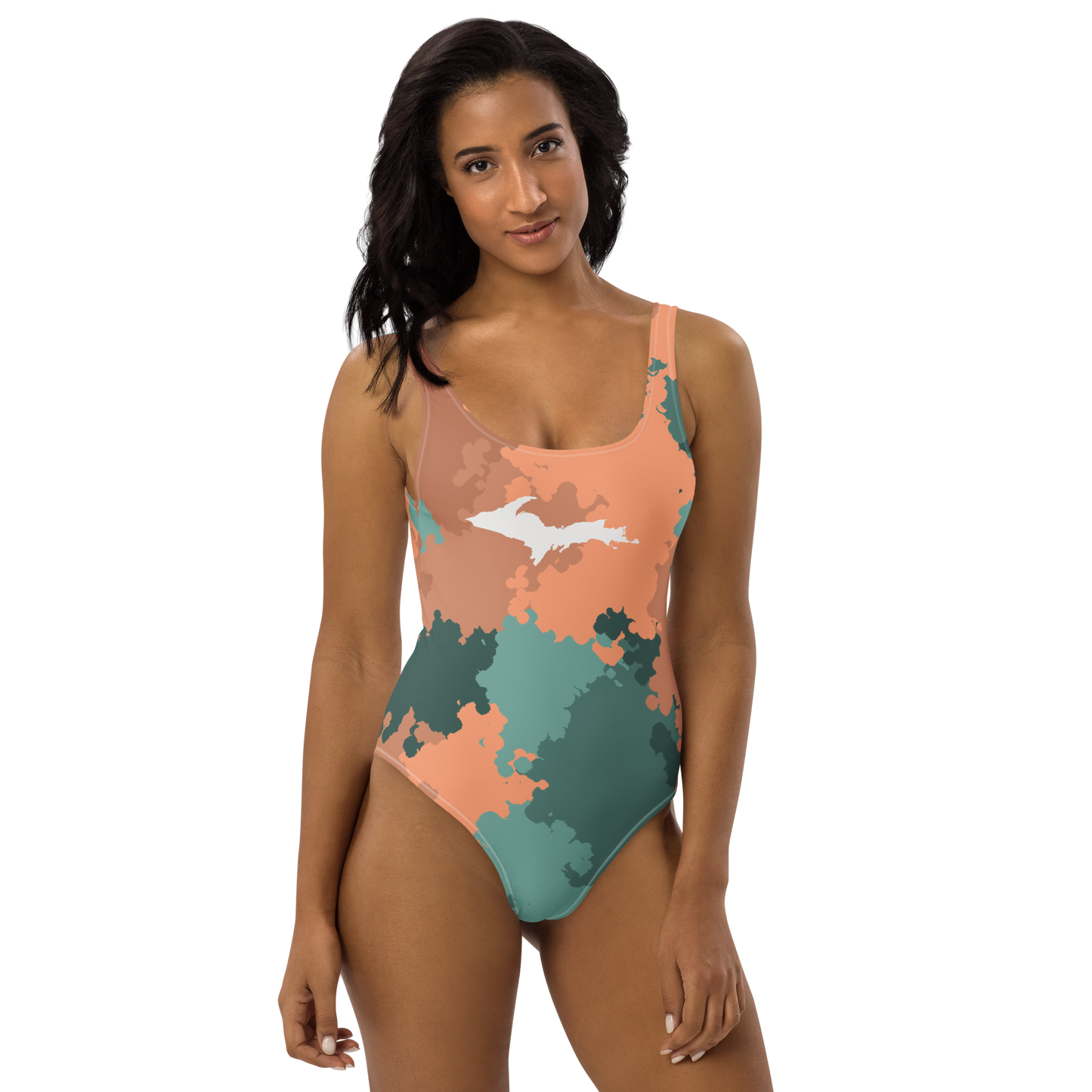 Michigan Upper Peninsula One-Piece Swimsuit (w/ UP Outline) | Copper Country Camo