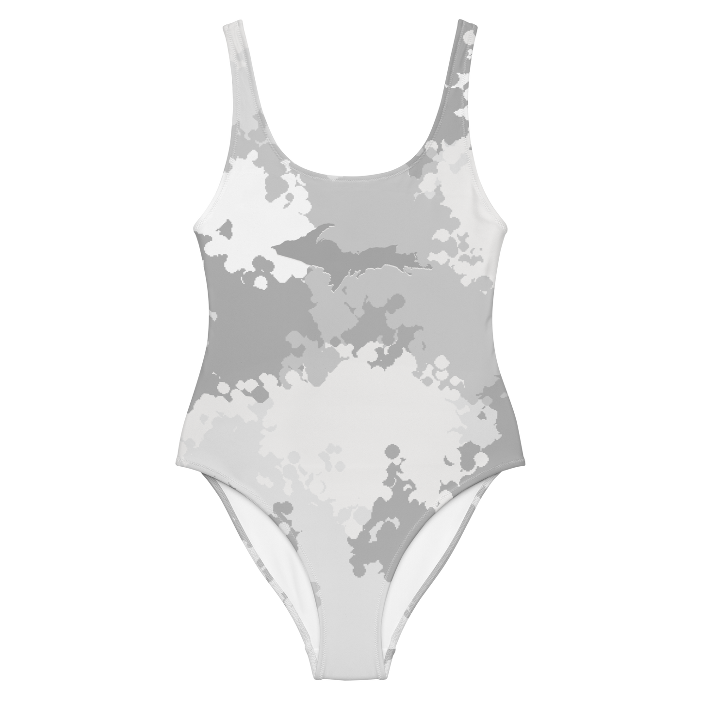 Michigan Upper Peninsula One-Piece Swimsuit (w/ UP Outline) | Snow Camo