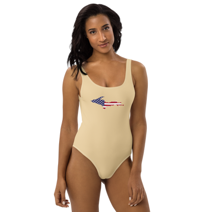 Michigan Upper Peninsula One-Piece Swimsuit (w/ UP USA Flag) | Maple