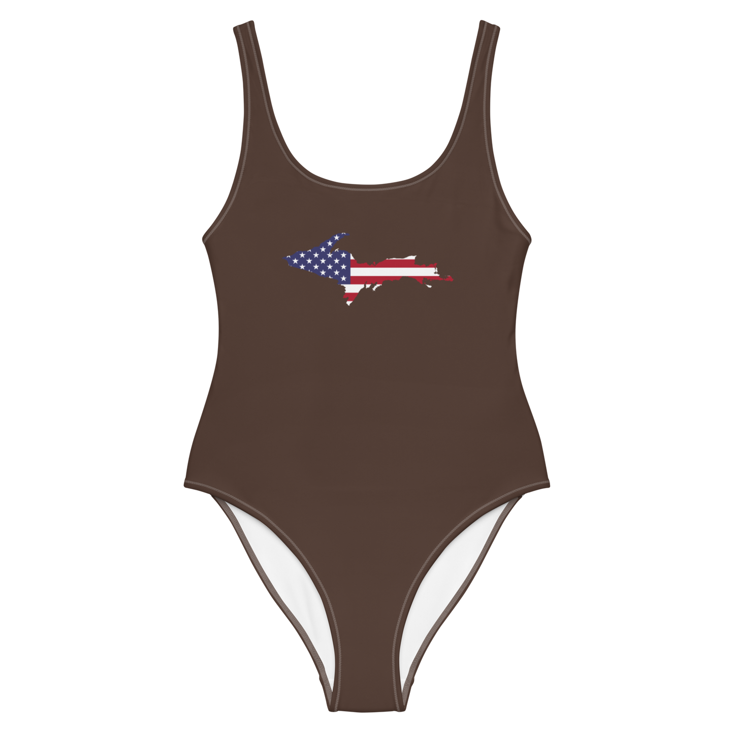 Michigan Upper Peninsula One-Piece Swimsuit (w/ UP USA Flag) | Hickory Color