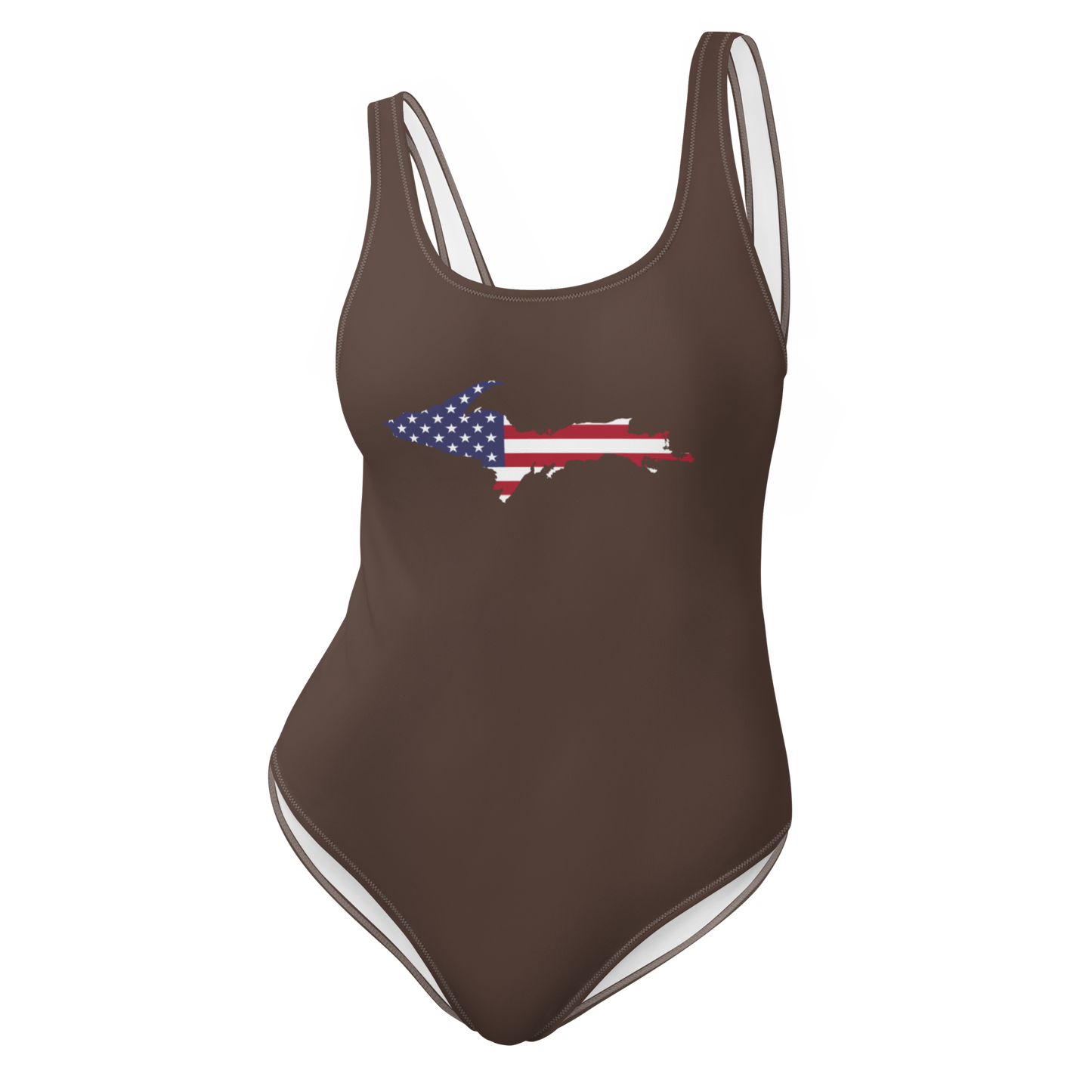 Michigan Upper Peninsula One-Piece Swimsuit (w/ UP USA Flag) | Hickory Color