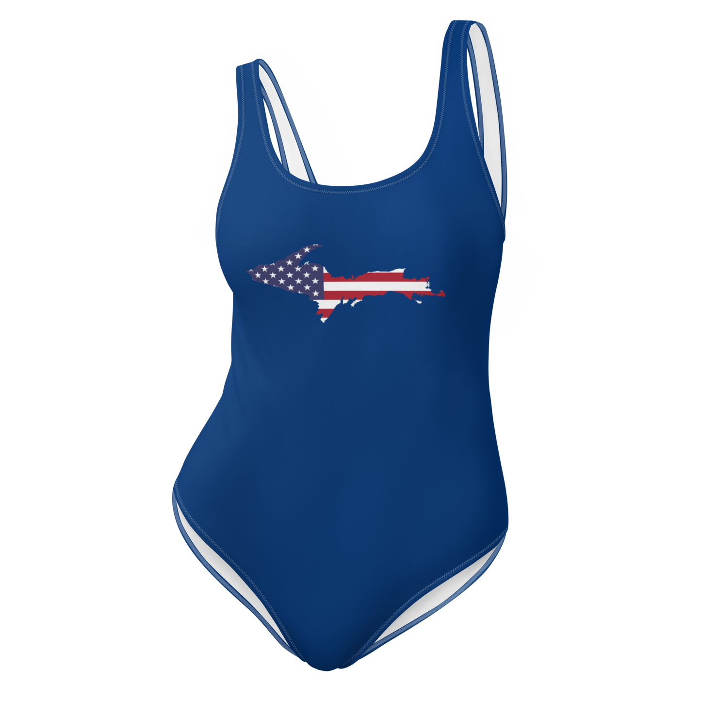 Michigan Upper Peninsula One-Piece Swimsuit (w/ UP USA Flag) | Dearborn Blue