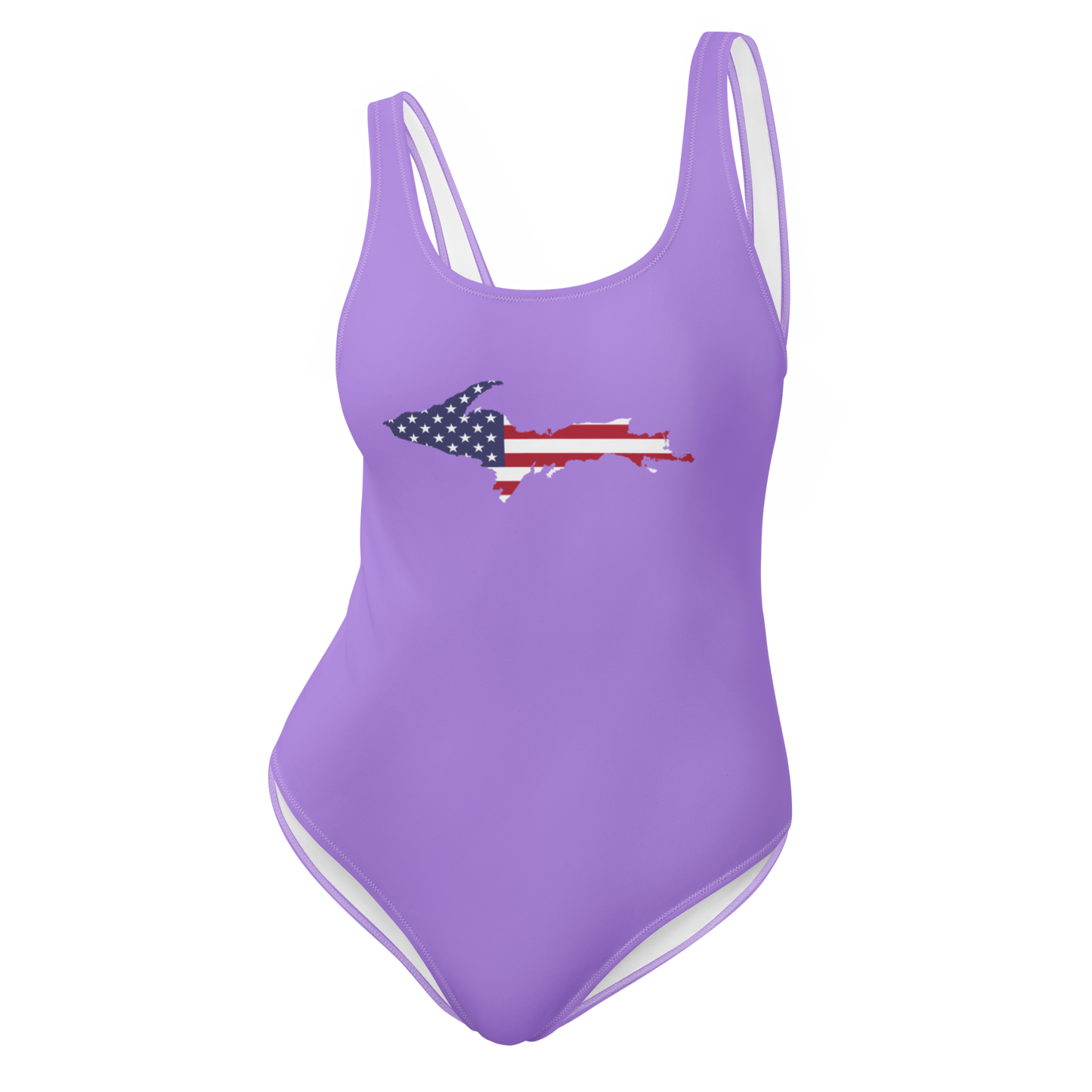 Michigan Upper Peninsula One-Piece Swimsuit (w/ UP USA Flag) | Lavender