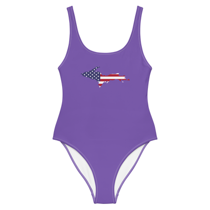 Michigan Upper Peninsula One-Piece Swimsuit (w/ UP USA Flag) | Lake Iris