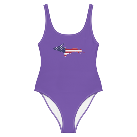 Michigan Upper Peninsula One-Piece Swimsuit (w/ UP USA Flag) | Lake Iris