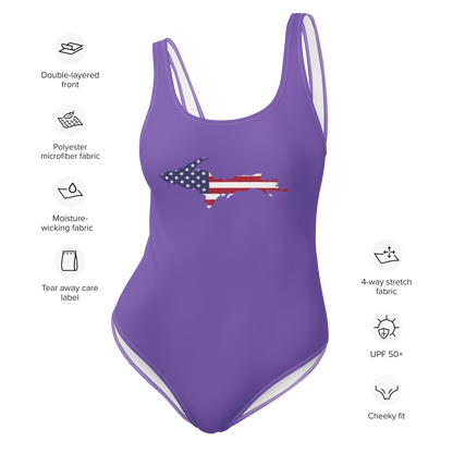 Michigan Upper Peninsula One-Piece Swimsuit (w/ UP USA Flag) | Lake Iris