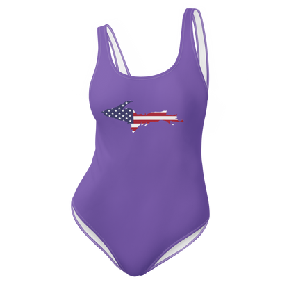 Michigan Upper Peninsula One-Piece Swimsuit (w/ UP USA Flag) | Lake Iris