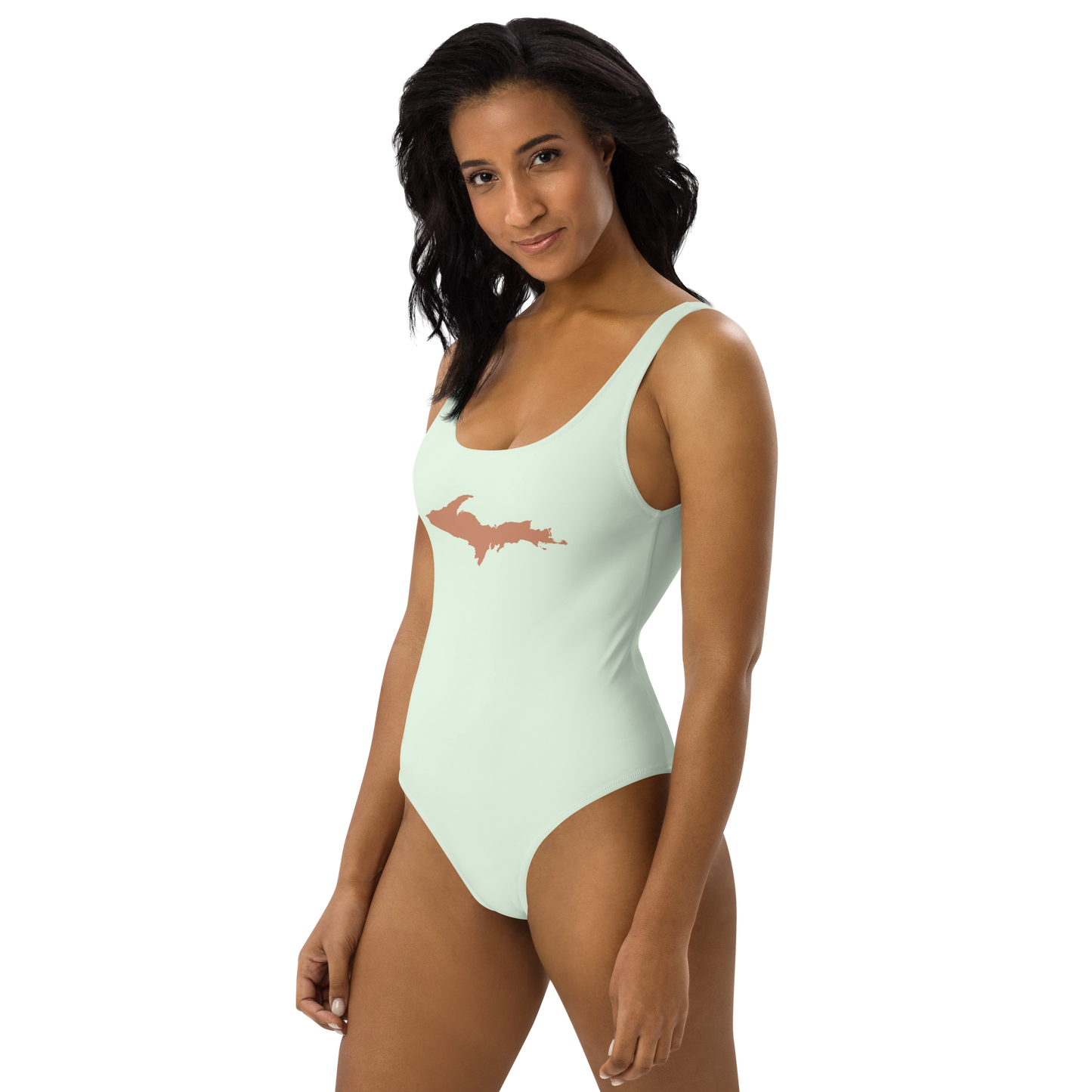 Michigan Upper Peninsula One-Piece Swimsuit (w/ Copper Outline) | Dew Green