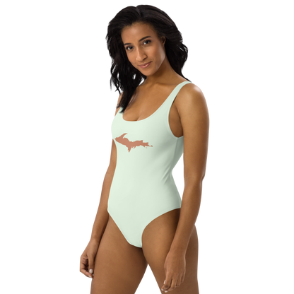 Michigan Upper Peninsula One-Piece Swimsuit (w/ Copper Outline) | Dew Green