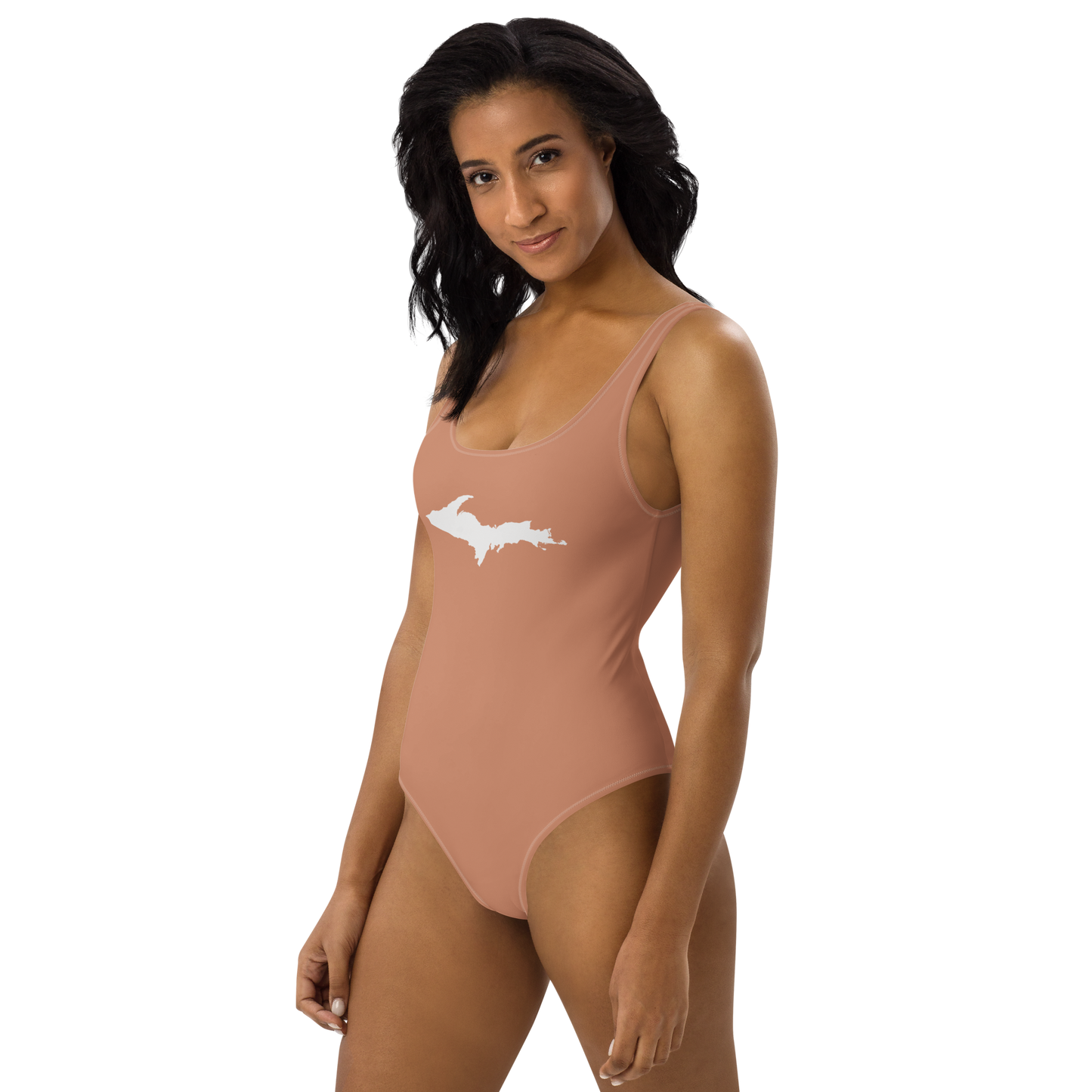 Michigan Upper Peninsula One-Piece Swimsuit (w/ UP Outline) | Copper Color