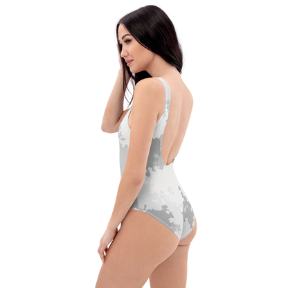 Michigan Upper Peninsula One-Piece Swimsuit (w/ UP Outline) | Snow Camo