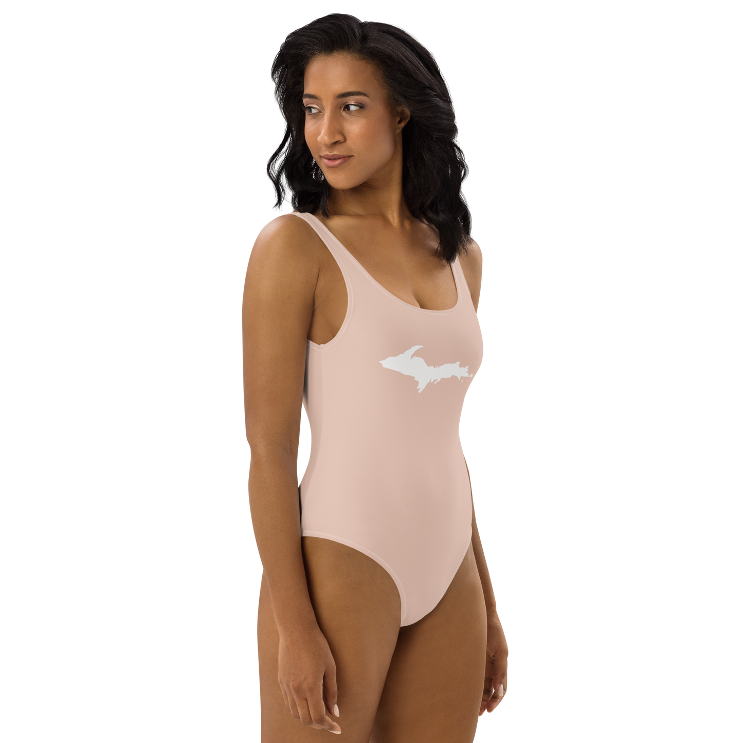 Michigan Upper Peninsula One-Piece Swimsuit (w/ UP Outline) | Rose Gold