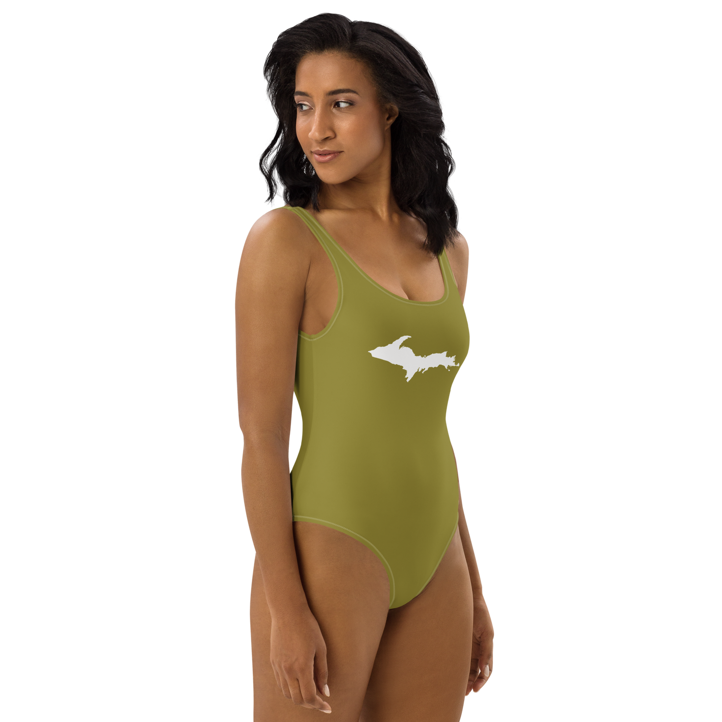 Michigan Upper Peninsula One-Piece Swimsuit (w/ UP Outline) | Scrub Gold