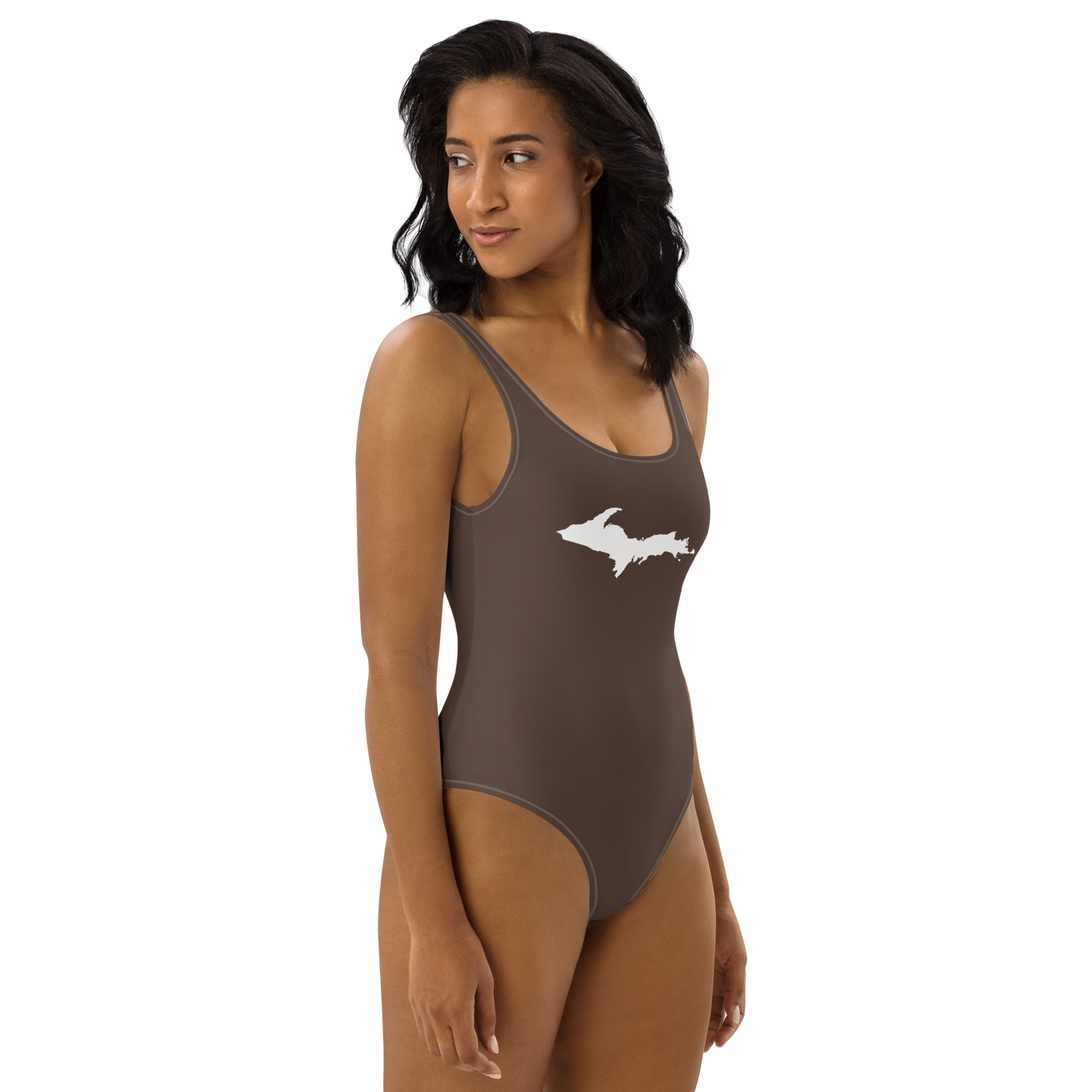 Michigan Upper Peninsula One-Piece Swimsuit (w/ UP Outline) | Hickory Color