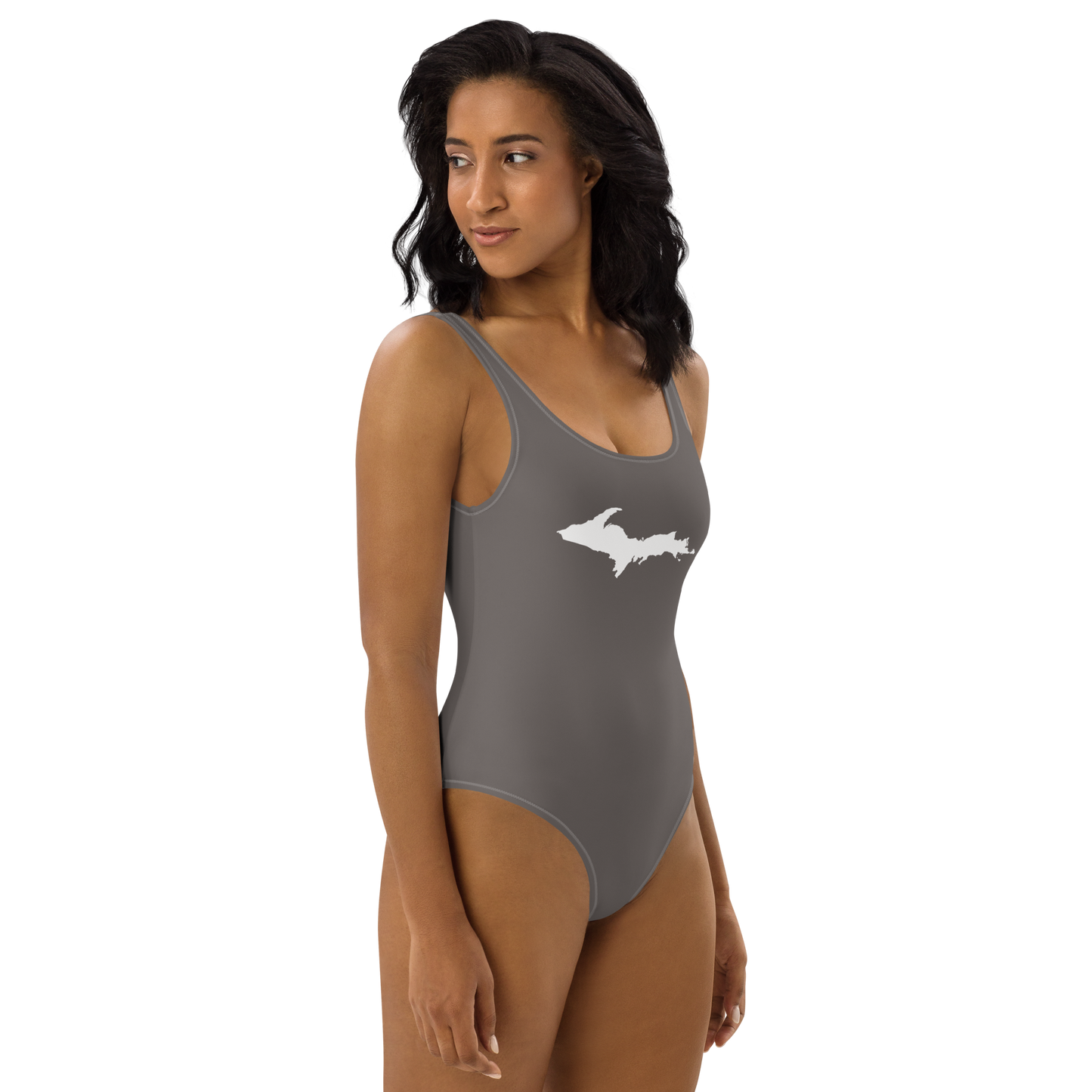 Michigan Upper Peninsula One-Piece Swimsuit (w/ UP Outline) | Warren Tank Grey