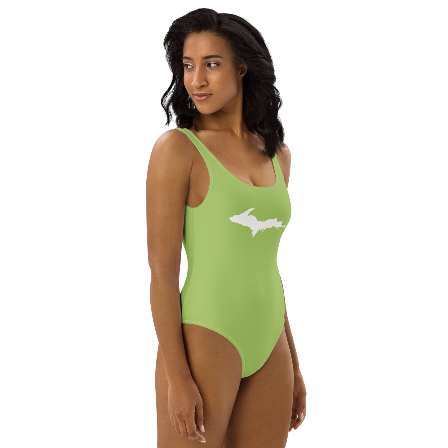 Michigan Upper Peninsula One-Piece Swimsuit (w/ UP Outline) | Gooseberry Green