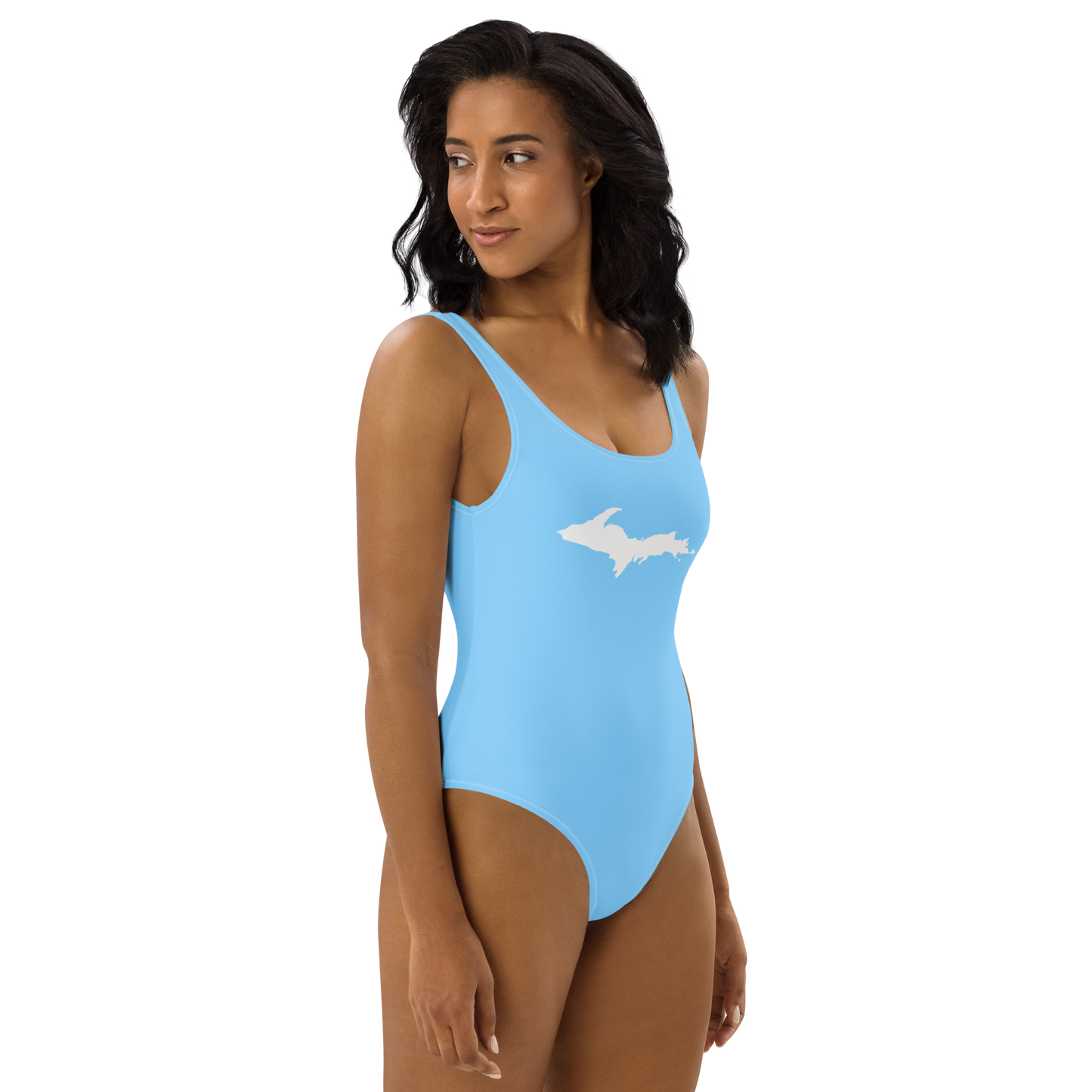 Michigan Upper Peninsula One-Piece Swimsuit (w/ UP Outline) | DTW Blue