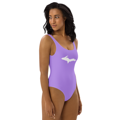 Michigan Upper Peninsula One-Piece Swimsuit (w/ UP Outline) | Lavender