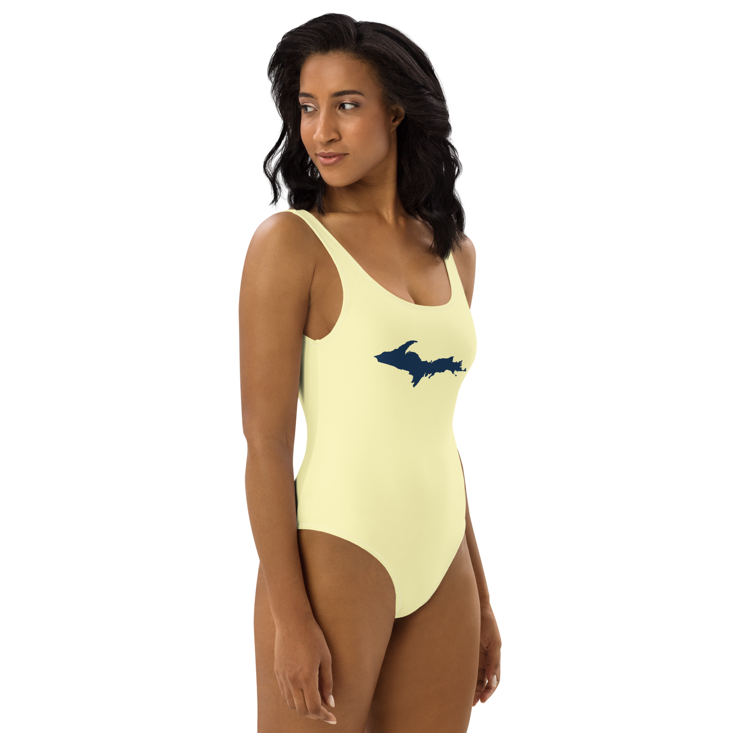 Michigan Upper Peninsula One-Piece Swimsuit (w/ UP Outline) | Canary Yellow