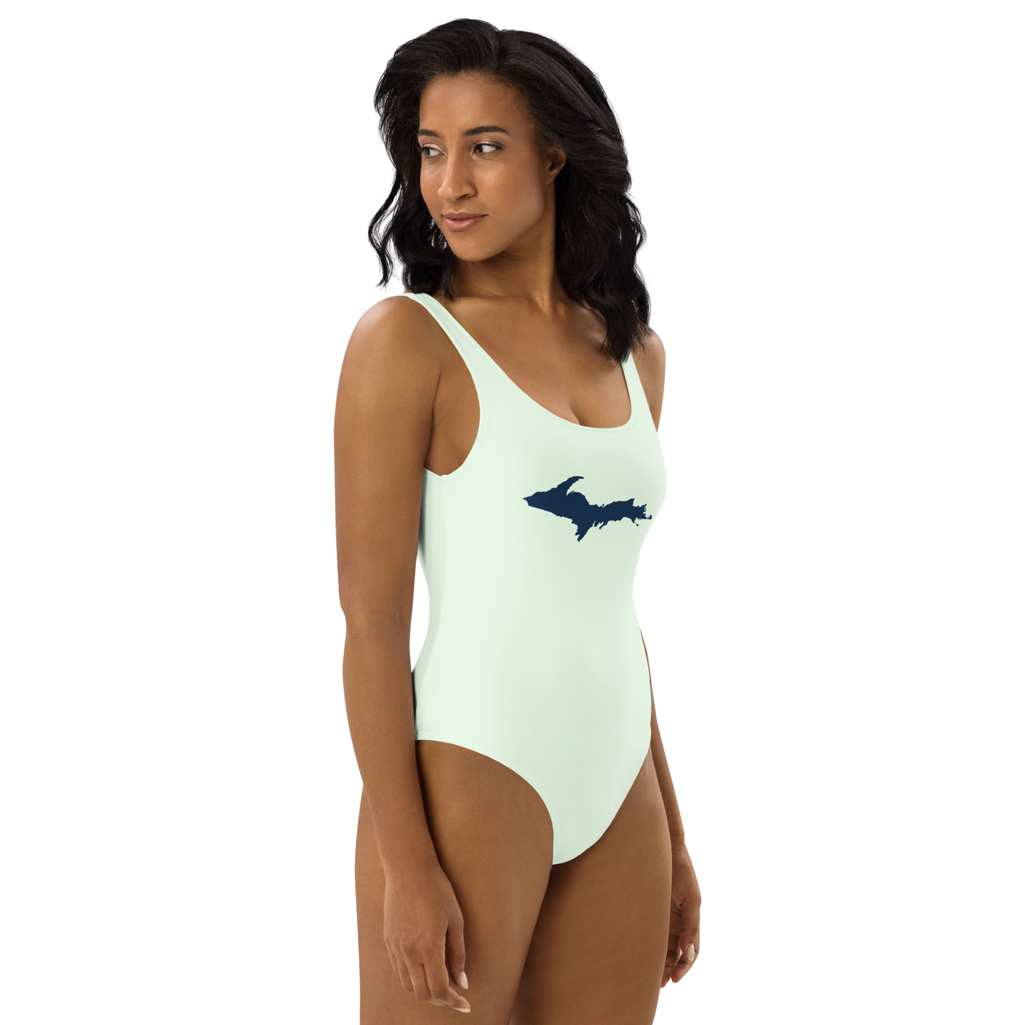 Michigan Upper Peninsula One-Piece Swimsuit (w/ UP Outline) | Dew Green