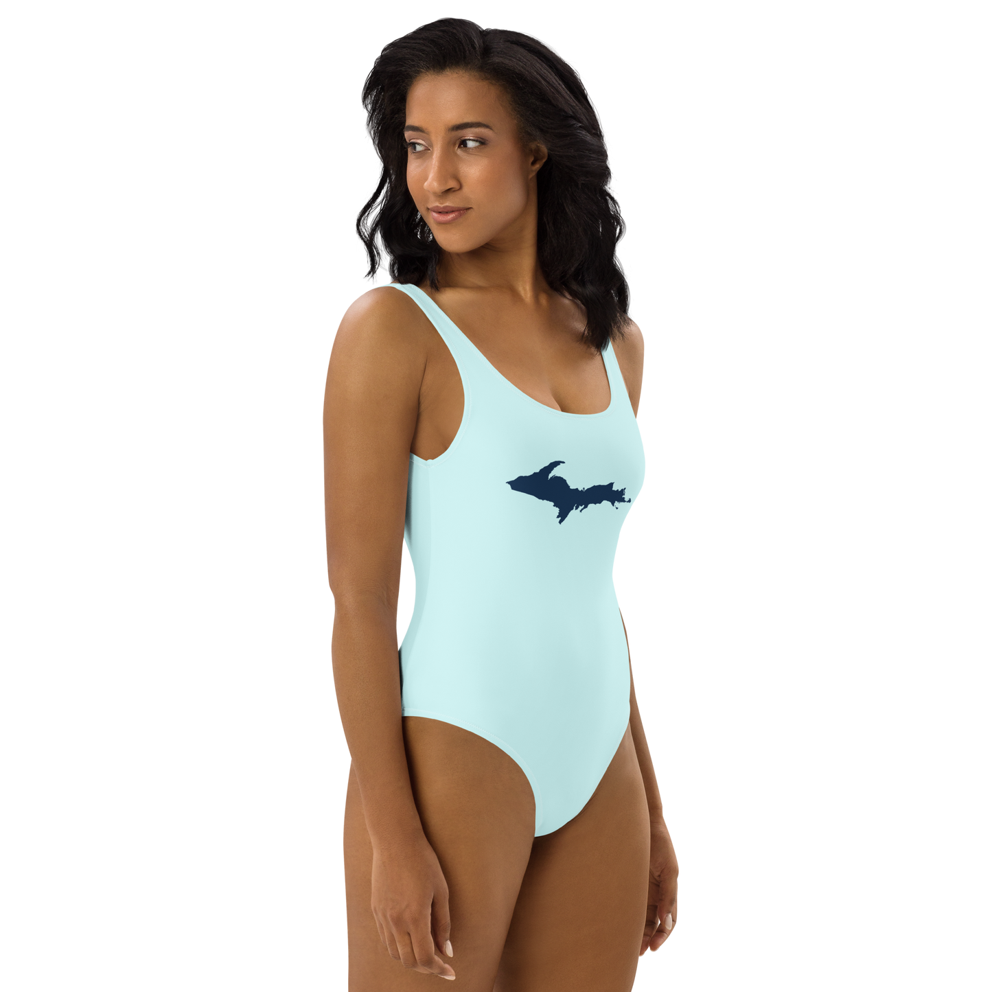 Michigan Upper Peninsula One-Piece Swimsuit (w/ UP Outline) | Cyan