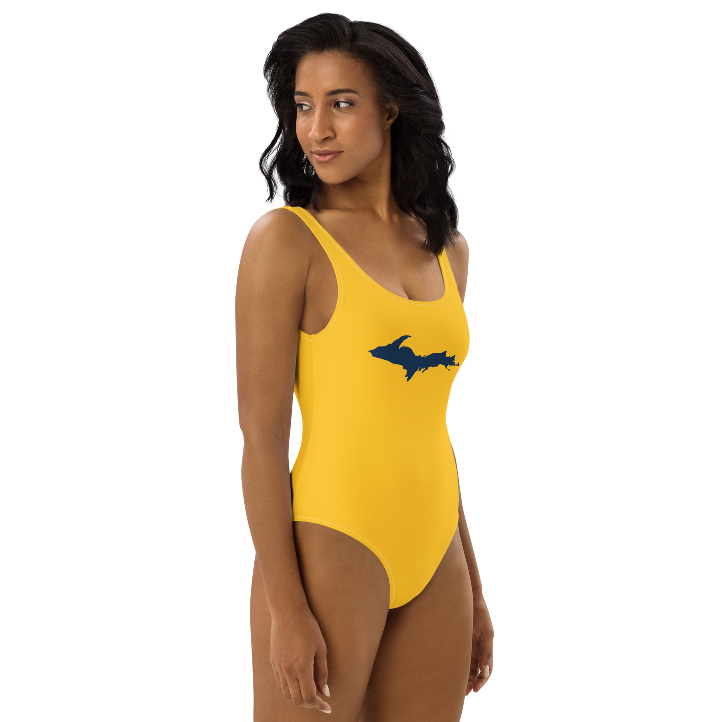 Michigan Upper Peninsula One-Piece Swimsuit (w/ UP Outline) | Maize