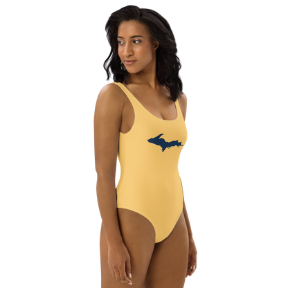 Michigan Upper Peninsula One-Piece Swimsuit (w/ UP Outline) | Citrine