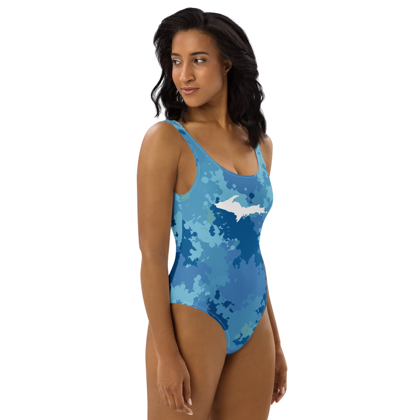 Michigan Upper Peninsula One-Piece Swimsuit (w/ UP Outline) | Great Lakes Camo