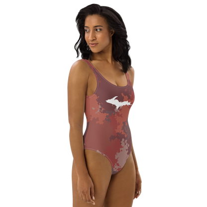 Michigan Upper Peninsula One-Piece Swimsuit (w/ UP Outline) | Ore Dock Camo