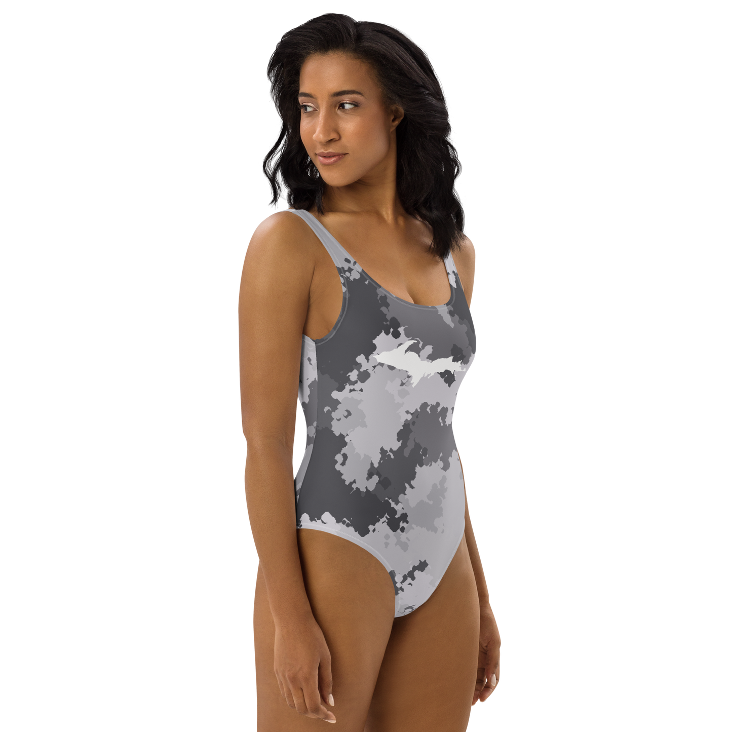 Michigan Upper Peninsula One-Piece Swimsuit (w/ UP Outline) | Iron Ore Camo