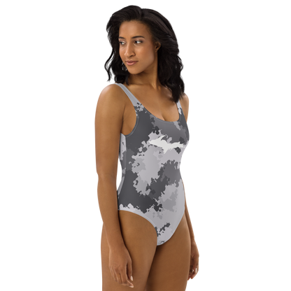 Michigan Upper Peninsula One-Piece Swimsuit (w/ UP Outline) | Iron Ore Camo